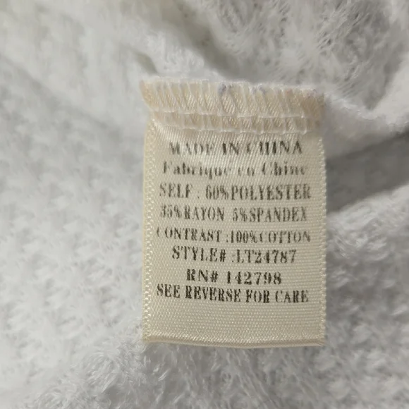 Love Riche White Long Sleeve Top with Multicolor Sleeves - Picture 6 of 6